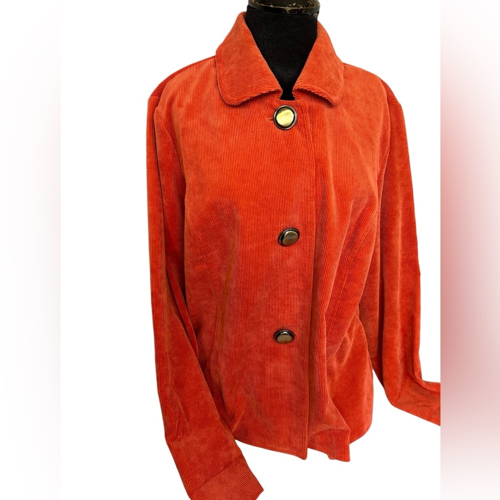 Requirements Blazer Womens XL Bright Orange Corduroy Long Sleeve Jacket Bold - Picture 5 of 11